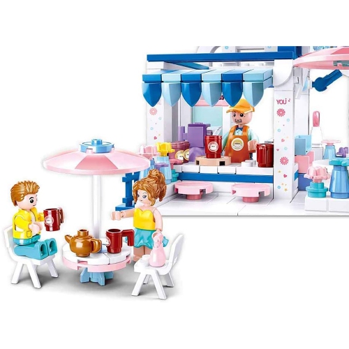 Sluban - Dream Coffee Shop Building Blocks Set with 3 Figures, 289 Pieces