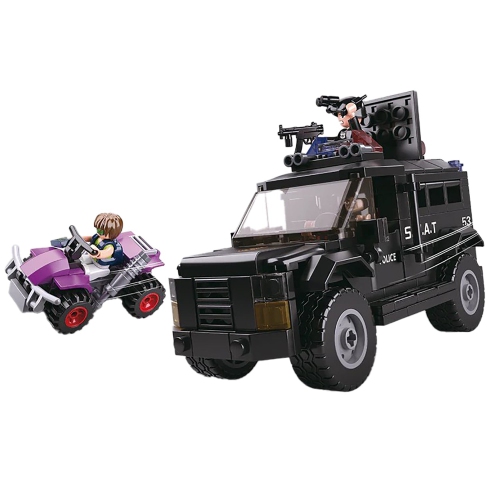 Sluban - Police Truck and ATV Building Blocks Set with 3 Figures, 293 Pieces
