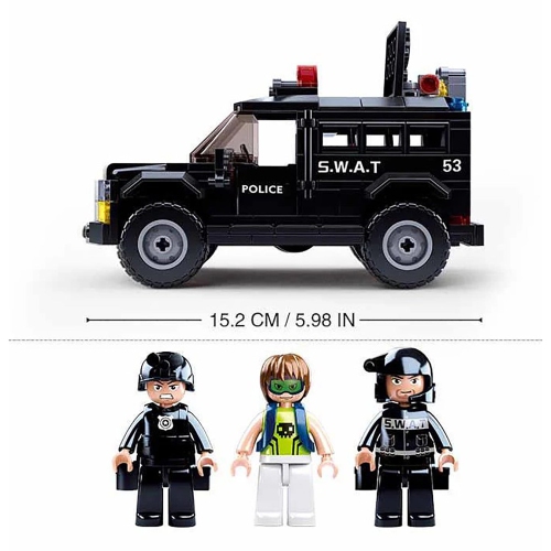 Sluban - Police Truck and ATV Building Blocks Set with 3 Figures, 293 Pieces