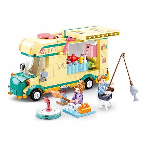 Sluban - Summer Camper Van Building Blocks Set with 2 Figures, 314 Pieces