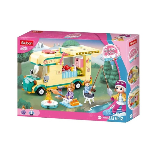 Sluban - Summer Camper Van Building Blocks Set with 2 Figures, 314 Pieces