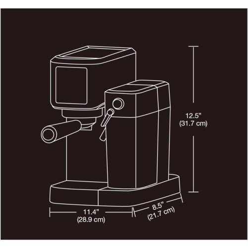 Salton - Barista+ 3 in 1 Espresso Machine, Removable Milk Container, Stainless Steel