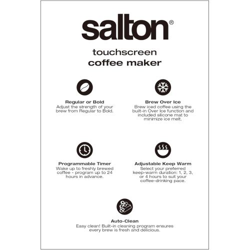 Salton - Programmable Digital Coffee Maker, 14 Cup Capacity, For Hot or Cold Coffee, Stainless Steel