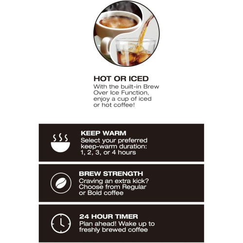 Salton - Programmable Digital Coffee Maker, 14 Cup Capacity, For Hot or Cold Coffee, Stainless Steel