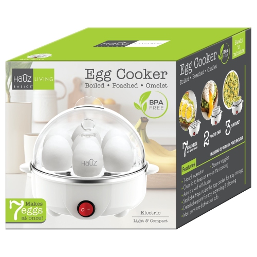 Hauz - 3 in 1 Egg Cooker, Boiled, Poached or Omelette, BPA Free, White