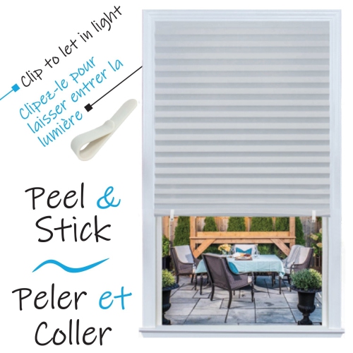 Hauz – Paquet de 3 stores en papier sans fil, filtrant la lumière, 36 x 72&nbsp;po, blanc