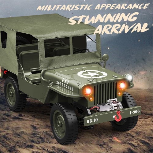 JJRC C8815 RTR 1/10 2.4G 4WD RC Car Willys Military Truck for Jeep Off-Road Climbing LED Light Optional Winch Canopy Metal Frame Rock Crawler Full Pr