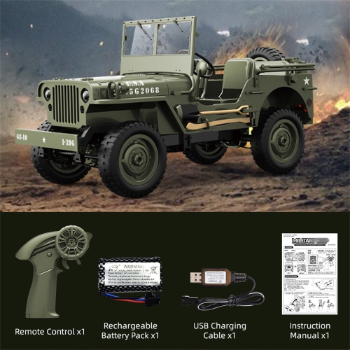 JJRC C8815 RTR 1/10 2.4G 4WD RC Car Willys Military Truck for Jeep Off-Road Climbing LED Light Optional Winch Canopy Metal Frame Rock Crawler Full