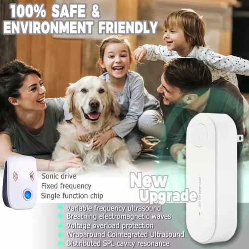 Ultrasonic Pest Repellent 3-in-1 Triple Frequency 360 Degree Coverage Easy Installation Chemical-Free Safe for Pets and Children 800-1800 ft