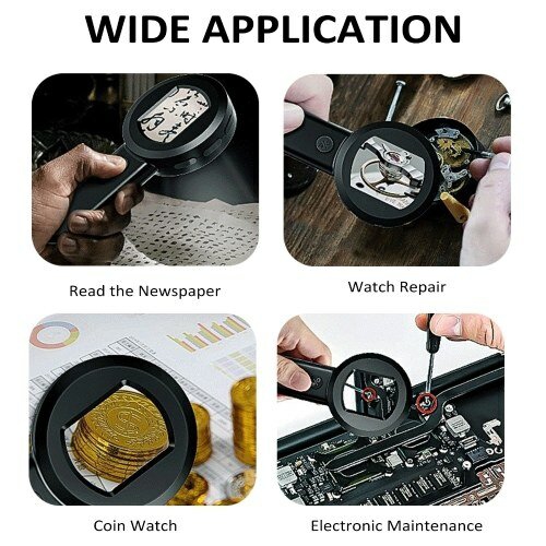 HM020 16MP 100X High Definition Handheld Microscope Magnifying Glass Digital Magnifier Device with 2-inch IPS Screen 8 LED Lights USB Connectivity