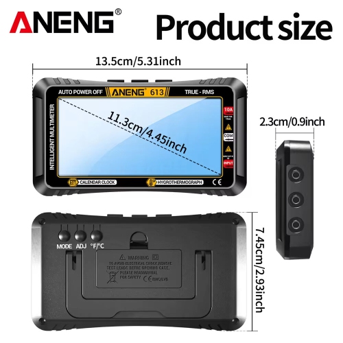 ANENG 613 Pro Multimètres intelligents Testeur de condensateur de tension c.c./c.a. 4000 compteurs 10&nbsp;A 600&nbsp;V de courant Tests de voltmètre