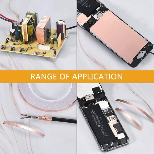 Ruban de cuivre adhésif anti-escargot adhésif blindage EMI de 20&nbsp;M Ruban adhésif conducteur pour réparation électrique du circuit de papier de
