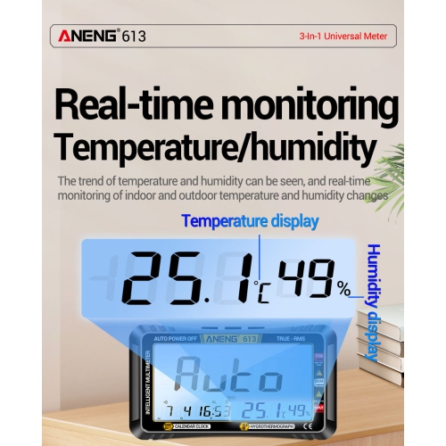 ANENG 613Pro Smart Multimeters DC/AC Voltage Capacitor Tester 4000 Counts 10A Current 600V Voltmeter Test Alarm Clock Set Tools