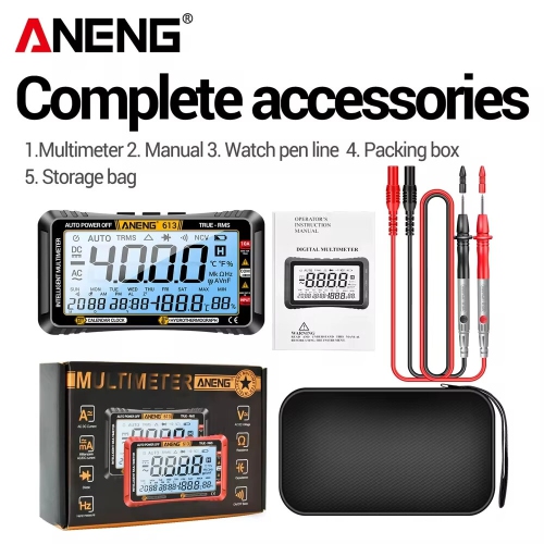 ANENG 613Pro Smart Multimeters DC/AC Voltage Capacitor Tester 4000 Counts 10A Current 600V Voltmeter Test Alarm Clock Set Tools
