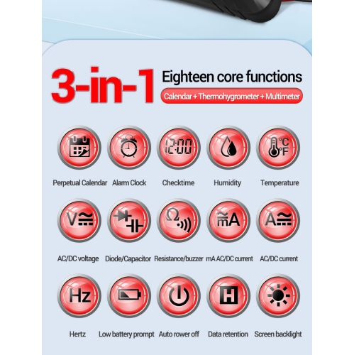 ORIGINAL  Aneng 613Pro Smart Multimeters Dc/ac Voltage Capacitor Tester 4000 Counts 10A Current 600V Voltmeter Test Alarm Clock Set Tools