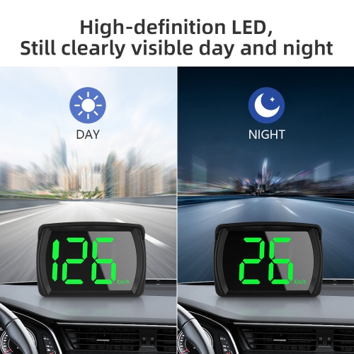 Voiture GPS HUD Compteur de vitesse numérique KMH MPH Grandes polices Lumière verte Affichage tête haute voiture HUD pour toutes les voitures