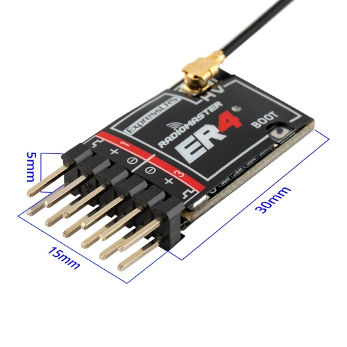 Radiomaster ER4 2,4&nbsp;GHz 4CH ExpressLRS ELRS RX PWM Prise en charge de la télémétrie de la tension pour le réservoir de voiture d'avion F3P RC