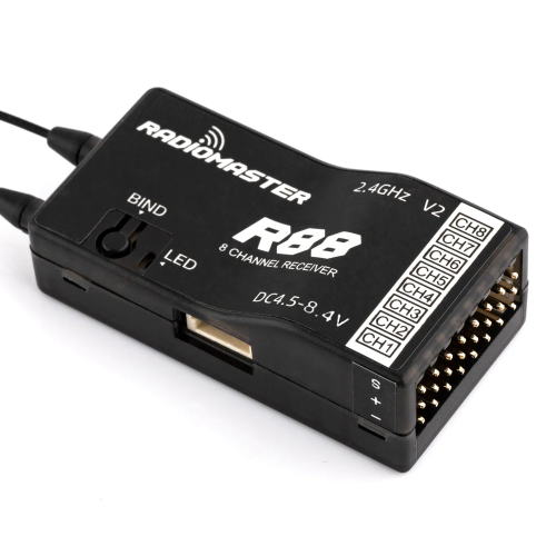 Récepteur Fsky D8/D16 SFHSS PWM/SBU compatible 8 canaux R88 V2 2,4&nbsp;GHz de RadioMaster