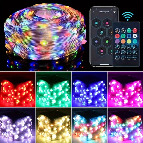 16.4 pi /32.8 pi /65.6 pi LED coloré de lumières décoratives avec commande d'application Télécommande Bluetooth IP66 étanche pour la