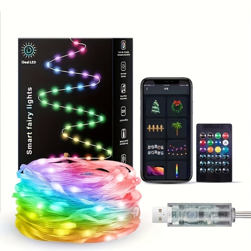 16.4&nbsp;pi /32.8&nbsp;pi /65.6&nbsp;pi LED coloré de lumières décoratives avec commande d'application Télécommande Bluetooth IP66 étanche pour la