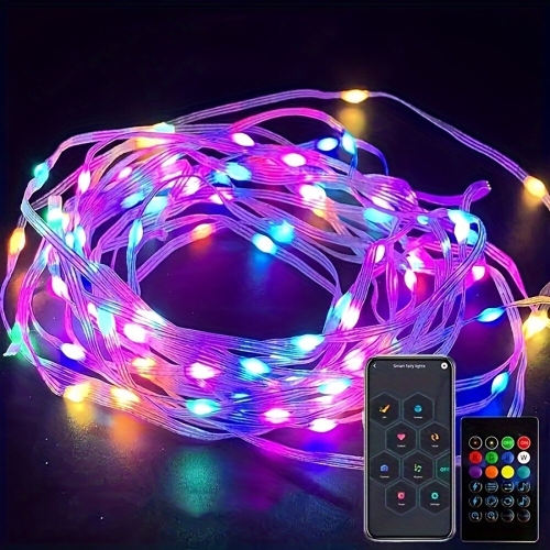 16.4 pi /32.8 pi /65.6 pi LED coloré de lumières décoratives avec commande d'application Télécommande Bluetooth IP66 étanche pour la