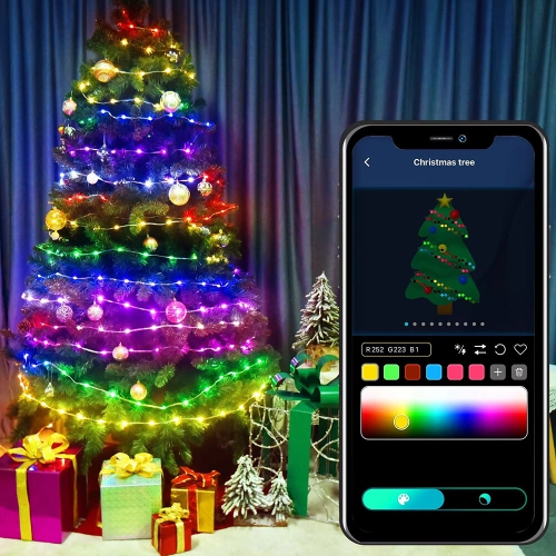 16.4 pi /32.8 pi /65.6 pi LED coloré de lumières décoratives avec commande d'application Télécommande Bluetooth IP66 étanche pour la