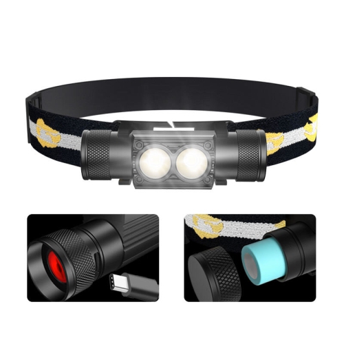 Bikight Super Bright Portable USB C Rechargeable Aluminum Alloy LED Headlamp with 18650 Battery Flashlights Head Light