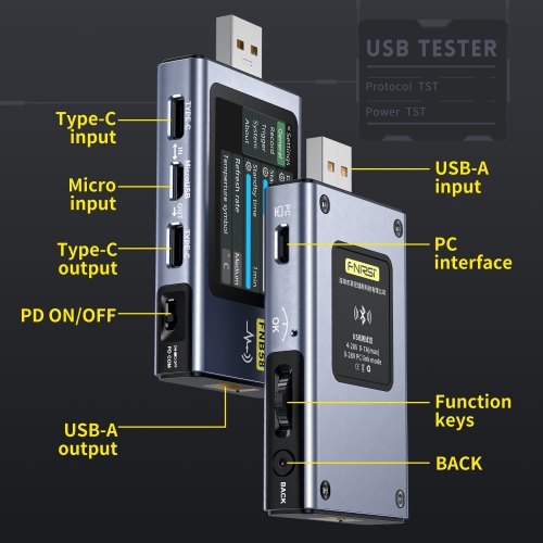 FNIRSI-FNB58 USB QC/PD Voltage and Current Meter Tester Type-C Multi-functional Fast Charging Tester HD Screen Display Human-Computer Interaction