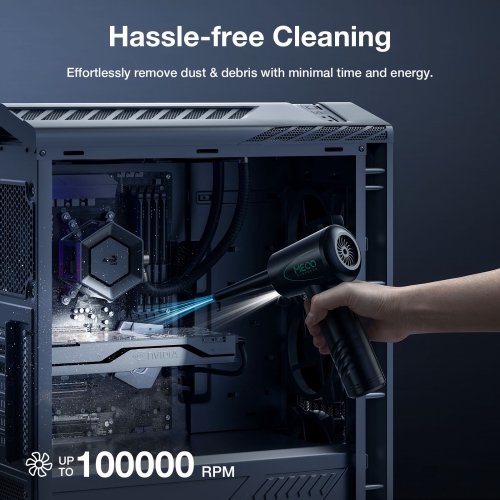 MECO ELEVERDE Compressed Air Duster, Air Blower with LED Light, 3-Gear to 100000RPM, Electric Air Duster for PC/Keyboard Cleaner, Reusable Cordless