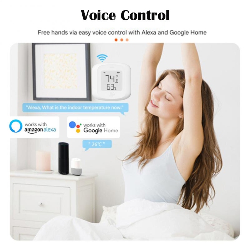 Tuya Smart WiFi Zigbe Temperature Humidity Sensor Indoor Hygrometer Thermometer Detector with LCD Display Remote Control Support Alexa Google Home