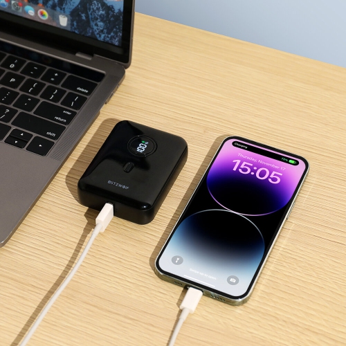 BlitzWolf BW-P21 10000mAh 22.5W Super Fast Charging QC3.0 PD3.0 Digital Display Portable Mini Power Bank for iPhone 16 15 14 Pro Max for Xiaomi 14pro