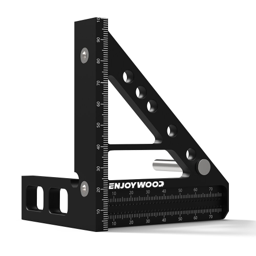 ENJOYWOOD 3D Multi-Angle Measuring Ruler Square Protractor Hole Positioning Inch/MM Imperial Metric Durable Aluminum Alloy T-Type Triangle Scriber