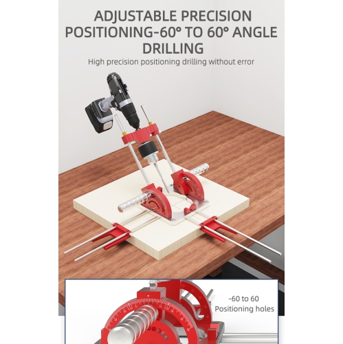 ENJOYWOOD Upgraded Precision Woodworking Multi-Angle Drill Guide with Handles and Positioning Blocks Hole Punch Locator Adjustable Drilling Height