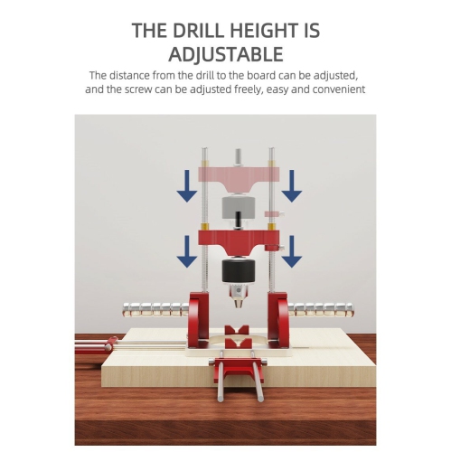 ENJOYWOOD Upgraded Precision Woodworking Multi-Angle Drill Guide with Handles and Positioning Blocks Hole Punch Locator Adjustable Drilling Height