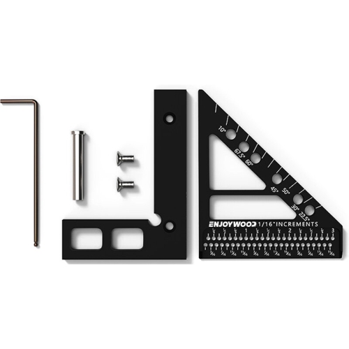 ENJOYWOOD 3D Multi-Angle Measuring Ruler Square Protractor Hole Positioning Inch/MM Imperial Metric Durable Aluminum Alloy T-Type Triangle Scriber