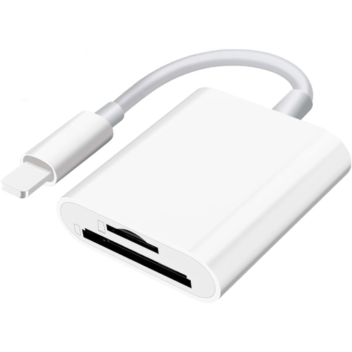 SD Card Reader for iPhone iPad Camera,Dual Card Slot Memory Card Reader Supports SD and TF Card Trail Camera Viewer Sd Card Adapter Portable Micro Sd