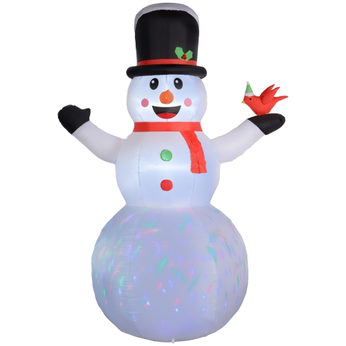 OUTSUNNY  12Ft Christmas Inflatables Snowman, Christmas Blow Up Outdoor Decorations With Rotating Colorful Led Light for Indoor, Yard, Holiday, Party