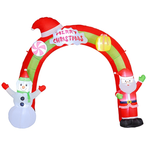 Arche de Noël gonflable de 10 pi Outsunny, arche gonflable du père Noël et bonhomme de neige, décorations extérieures de Noël avec lumières LED pour