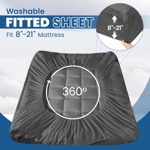 CoolHut Mattress Topper Twin Size 3-Inch Dual-Layer Mattress Topper with 1-Inch Pillow Top and 2-Inch Cooling Gel Memory Foam, For Back Pain