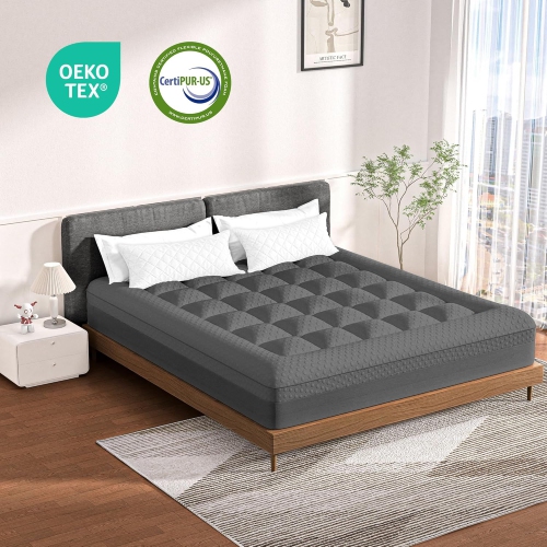 CoolHut Mattress Topper Twin XL Size 3-Inch Dual-Layer Mattress Topper with 1-Inch Pillow Top and 2-Inch Cooling Gel Memory Foam, For Back Pain