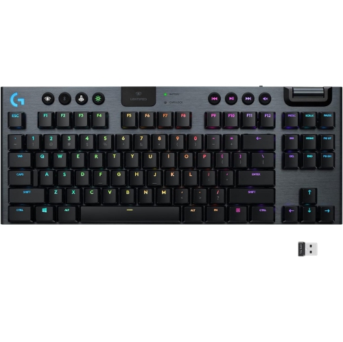 Clavier de jeu mécanique sans pavé sans fil RVB G915 TKL Lightspeed de Logitech, prise en charge sans fil et Bluetooth avancée - linéaire, noir