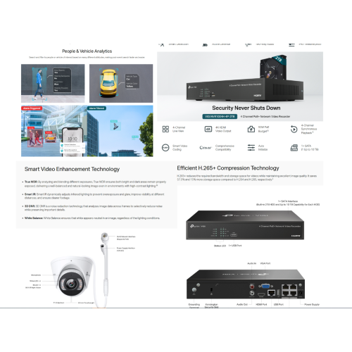TP-Link VIGI NK4P-T4425-2T 4MP Full-Color Turret IPC & 4 Channel PoE+ NVR KIT