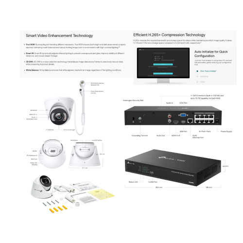 TP-Link VIGI NK8MP-T6425-2T 4MP Full-Color Turret IPC & 8 Channel PoE+ NVR KIT