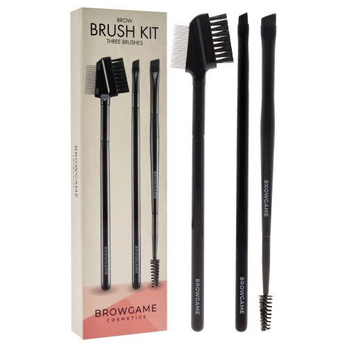 Brow Brush Kit by Browgame for Women - 3 Pc Signiture Combo Brow Brush, Signiture Angled Brow Brush, Dual Ended Brow Brush