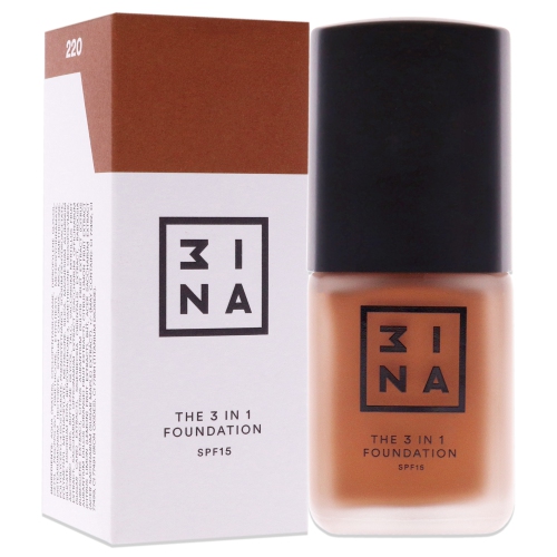 The 3-In-1 Foundation SPF 15 - 220 Deep with A Cool Red Undertone by 3INA for Women - 1.01 oz Foundation