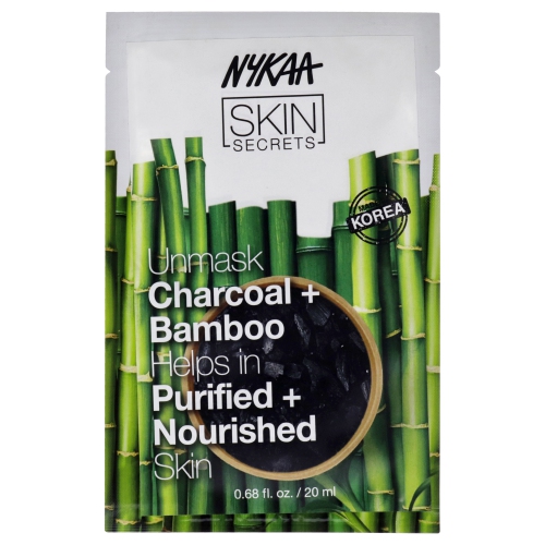 NYKAA NATURALS  Skin Secrets Sheet Mask - And Bamboo By for Women - 1 PC Mask In Charcoal