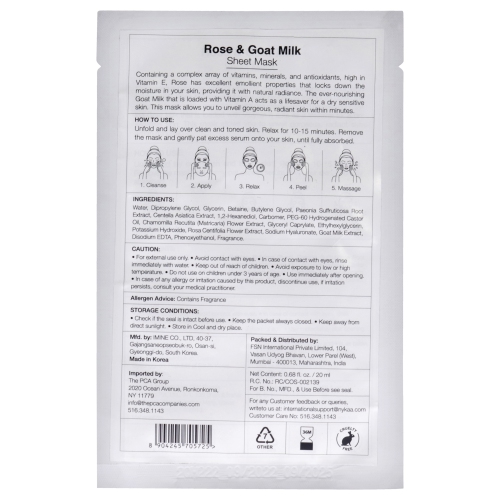 Skin Secrets Sheet Mask - Rose and Goat Milk by Nykaa Naturals for Women - 1 Pc Mask
