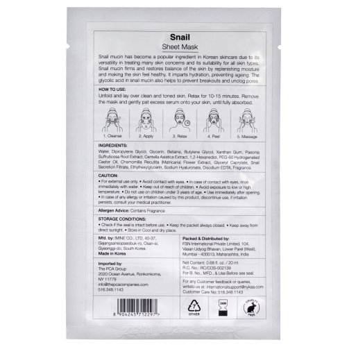 Skin Secrets Sheet Mask - Snail by Nykaa Naturals for Women - 1 Pc Mask