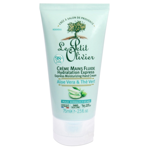 Express Moisturizing Hand Cream - Aloe Vera and Green Tea by Le Petit Olivier for Women - 2.5 oz Cream