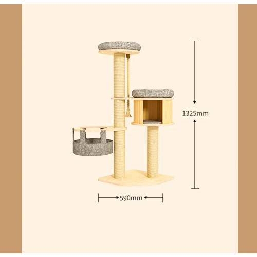 MiaoZan Solid Oak Cat Tree - Cardi